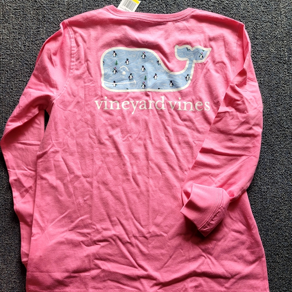 Vineyard Vines Pink Whale Penguin Long Sleeve nwt